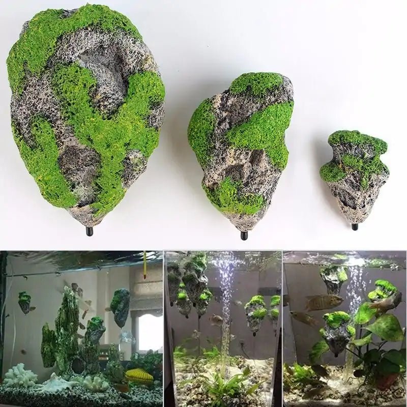 Floating Moss Rocks Aquarium Decorations - Paws and Pats