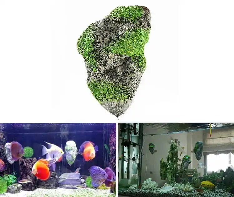 Floating Moss Rocks Aquarium Decorations - Paws and Pats